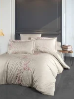 First Choice Спално бельо „Wisteria Powder“ памучен сатен – 100% памук – 7 части – за спалня с два плика