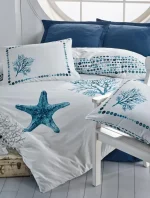 Cotton Box Спално бельо „Star Lacivert“ Maritime Ranforce – 100% памук – 4 части – за спалня - Image 2