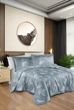 First Choice Спално бельо „Sofira Indigo“ Памучен сатен – 100% памук – 7 части – за спалня с два плика