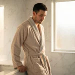 Халат за баня – бежов – 100% памук – универсален размер - Image 2