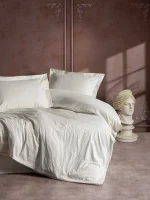Cotton Box Спално бельо „Elegant Stripe Ekru“ Elegant Stripe Saten – 100% памук сатен – 4 части – за спалня