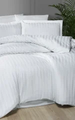 First Choice Спално бельо „Broad Line White“ Памучен сатен – 100% памук – 6 части – за спалня - Image 2
