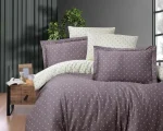 First Choice Спално бельо „Point Lilac“ Памучен сатен – 100% памук – 7 части – за спалня с два плика