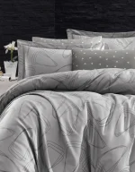 First Choice Спално бельо „Rovena Grey“ Памучен сатен – 100% памук – 6 части – за спалня - Image 2