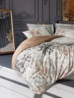 Промо комплект Cotton Box Спално бельо „Blatt Gri“ Saten – 100% памук сатен – 6 части + 2 възглавници 50×70 см - Image 4