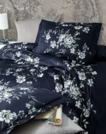 First Choice Спално бельо „Arya Navi Blue“ Памучен сатен – 100% памук – 7 части – за спалня с две завивки - Image 2