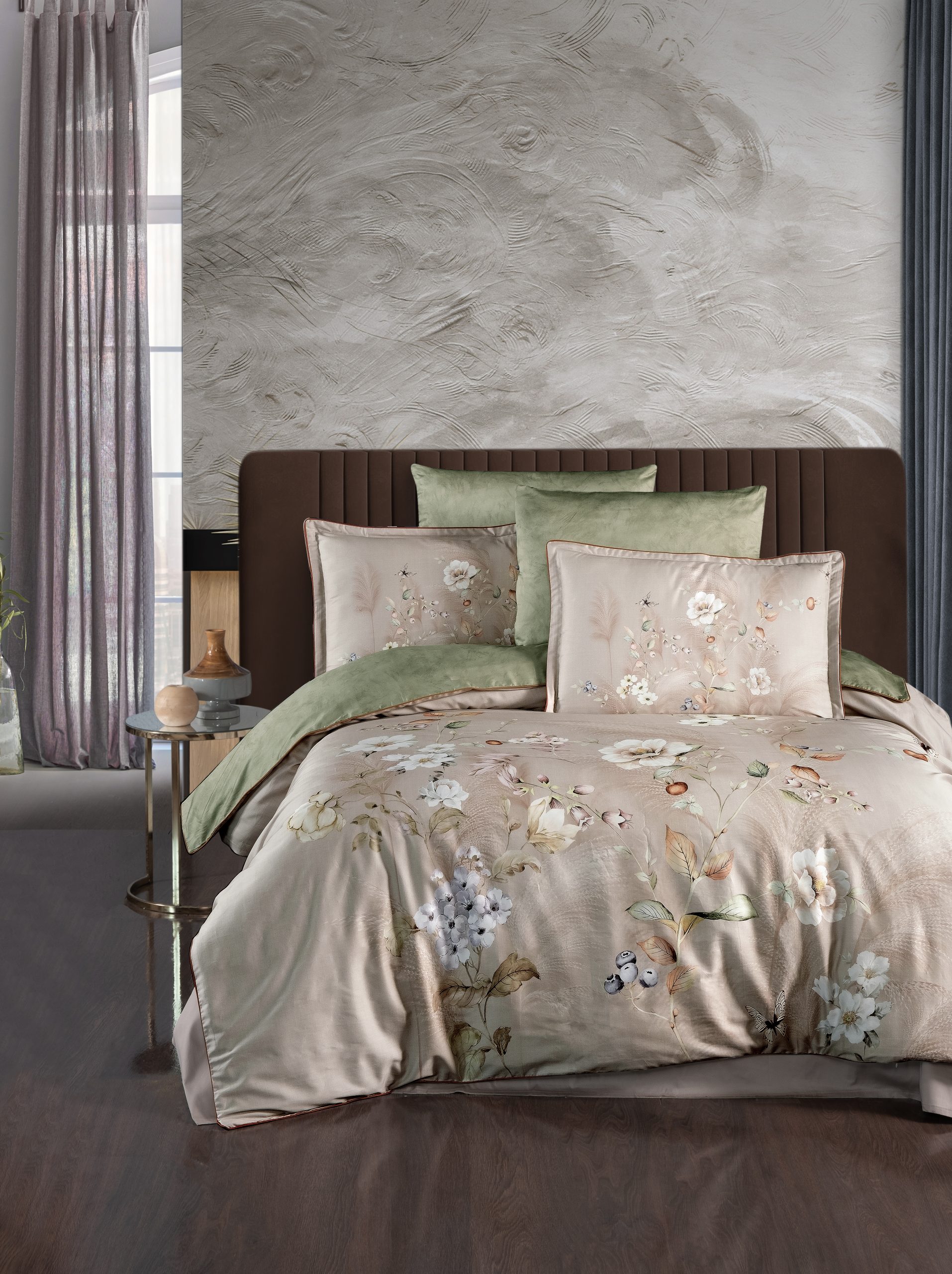 La Romano Спално бельо „Indila Cedar“ Premium Satin – 100% памук – 300 TC – 6 части – за спалня