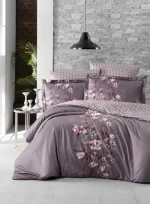 First Choice Спално бельо „Evan Lilac“ Памучен сатен – 6 части – за спалня
