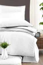 La Romano Спално бельо „Lucca White“ Premium Satin – 100% памук – 6 части – за спалня - Image 5