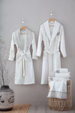 Ecocotton Комплект халати и кърпи „Ayliz“ – крем – 100% органичен памук – 8 части
