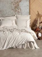 Cotton Box Спално бельо „Pelias“ Cotton Keten – 25% лен и 75% памук – 6 части – за двойно легло