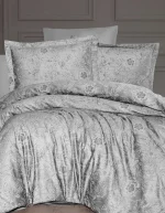 First Choice Спално бельо „Advina Gri“ Памучен сатен – 7 части – за спалня с два плика - Image 2