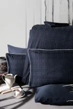 La Romano Спално бельо „Rodel Navy Blue“ Premium Satin – 100% памук – 6 части – за спалня - Image 2