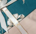 First Choice Спално бельо „Arya Turquoise“ Памучен сатен – 100% памук – 7 части – за спалня с две завивки - Image 2