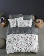 La Romano Спално бельо „Delcina Grey“ Premium Satin – 100% памук – 6 части – за спалня