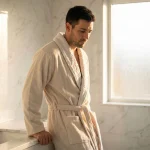 Унисекс халат за баня – 100% памук – Шампанско бежово - Image 3