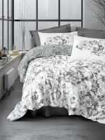 Cotton Box Спално бельо „Florva Antrasit“ Dual Ranforce – 100% памук – 4 части – за спалня