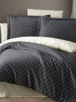 First Choice Спално бельо „Point Anthracite“ Памучен сатен – 100% памук – 6 части – за спалня - Image 2