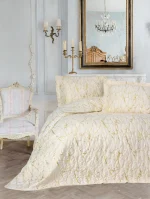 Cotton Box Луксозна покривка за легло „Destello Krem“ Кадифе с варак – 3 части – 250×240 см