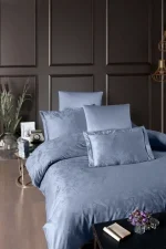 First Choice Спално бельо „Stesha Dusty Blue“ Jacquard Satin – 100% памук – 6 части – за спалня