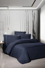La Romano Спално бельо „Rodel Navy Blue“ Premium Satin – 100% памук – 6 части – за спалня