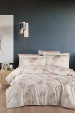 First Choice Спално бельо „Sofira Beige“ Памучен сатен – 100% памук – 7 части – за спалня с два плика