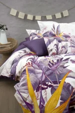 First Choice Спално бельо „Palm Garden Purple“ памучен сатен – 100% памук – 6 части – за спалня - Image 2