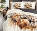 First Choice Спално бельо „Lion 3D“ Памучен сатен – 6 части – за спалня
