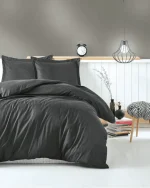 Cotton Box Спално бельо „Stripe Antrasit“ Stripe Saten – 100% памук сатен – 4 части – за спалня