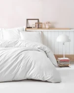 Спално бельо „Stripe White“ Family – Памук Сатен -7 части – с 2 единични плика-Cotton box