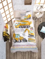 Cotton Box Спално бельо „Track Turkuaz“ Junior Ranforce – 100% памук – 3 части – за единично легло