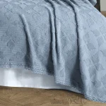 Hobby Памучно покривало с дантела – 230×250 см – 3 части – синьо - Image 2