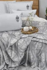 Nijuu Спално бельо „Rustic Gray“ Перкал с муслиново покривало – 6 части – за спалня - Image 2