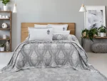 Nijuu Спално бельо „Rustic Gray“ Перкал с муслиново покривало – 6 части – за спалня