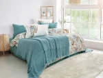 Nijuu Home Selection Спално бельо „Concept Linum Turkuaz“ Percale Pikeli – 100% памук перкал + муселиново пике – 7 части – за спалня