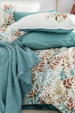 Nijuu Home Selection Спално бельо „Concept Linum Turkuaz“ Percale Pikeli – 100% памук перкал + муселиново пике – 7 части – за спалня - Image 3