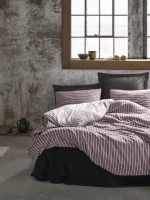 Cotton Box Спално бельо „Smart Bamboo Bordo-Black“ Bambu Saten – 60% памук и 40% бамбук – 6 части – за спалня