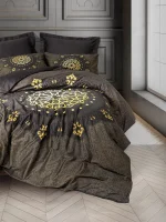 Cotton Box Спално бельо „Togay Antrasit“ Palace Saten – 100% памук сатен 300TC – 6 части – за спалня