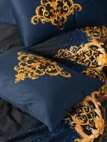 Cotton Box Спално бельо „Tutsu Lacivert“ Palace Saten – 100% памук сатен 300TC – 6 части – за спалня - Image 3