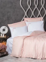 Cotton Box Спално бельо „Melinda Pembe“ Elite Saten 300TC – 100% памук сатен – 6 части – за спалня