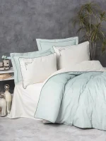 Cotton Box Спално бельо „Vanko Mint“ Elite Saten 300TC – 100% памук сатен – 6 части – за спалня