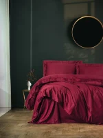 Cotton Box Спално бельо „Elegant Saten Bordo“ Памук Сатен – 100% памук сатен – 4 части – за спалня