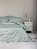 Cotton Box Спално бельо „Stripe Mint“ Smart Bambu Saten – 60% бамбук и 40% памук – 6 части – за спалня