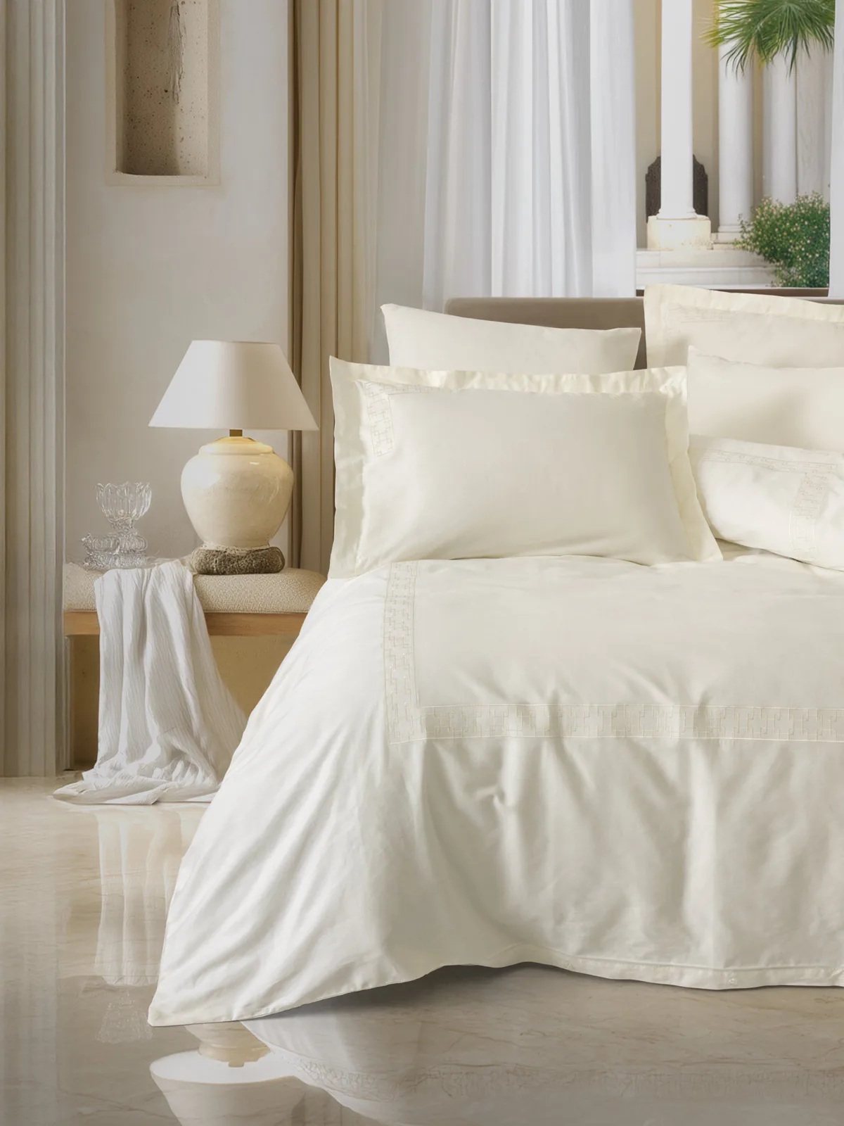 wp_id_29398_1776198269067 Cotton Box Спално бельо „Luxe Ekru“ Nakışlı Saten – 100% памук сатен – 6 части – за спалня - Image 1