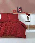 Cotton Box Спално бельо „Stripe Bordo“ Stripe Saten – 100% памук сатен – 4 части – за спалня