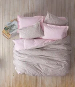 Cotton Box Спално бельо „Sihu Pembe“ Petite Ranforce – 100% памук ранфорс – 5 части – за спалня с два плика
