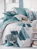 Cotton Box Спално бельо „Nesto Aqua“ Ranforce – 100% памук ранфорс – 5 части – за спалня с два плика - Image 2