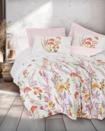Cotton Box Спално бельо „Lilura Pink“ Ranforce – 100% памук ранфорс – 5 части – за спалня с два плика