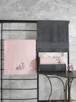 Cotton Box – Луксозен комплект кърпи Antrasit / Pembe (антрацит и нежно розово) – 4 части – 100% Памук
