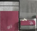 Cotton Box – Луксозен комплект кърпи Gri / Pembe (топло сиво-малиново-розов нюанс)– 4 части – 100% Памук - Image 2